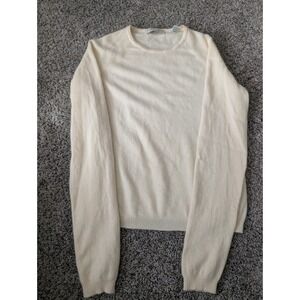 Lord & Taylor Womens Cream 100% Two Ply Cashmere Crewneck Sweater Small Ivory